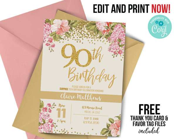 80th birthday invitation, ANY age