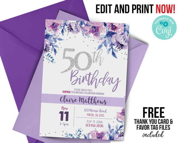 65th birthday invitation, ANY age