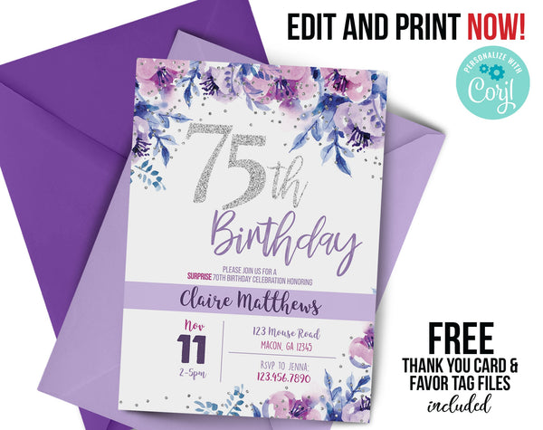 65th birthday invitation, ANY age